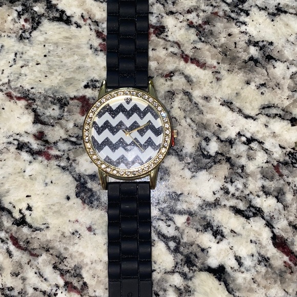 Gold Watch with Black Band - Picture 1 of 2